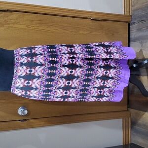 Bob Mackie nwt purple patterned pull on midi skirt